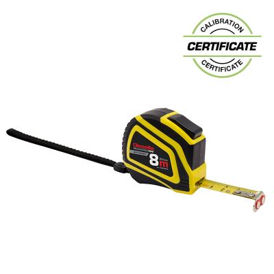 Båndmål 8Mx25MM Gummibelagt ABS hus med Auto-Lock og magnet (MID Klasse II) (Inkl. Certifikat)